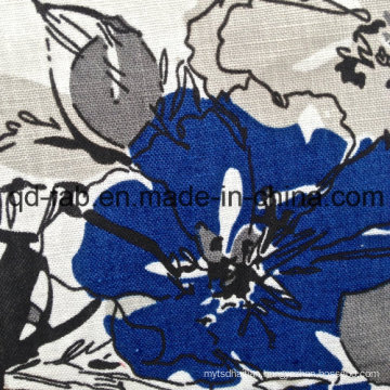 100%Linen Flowers Printed Fabric (QF13-0261)